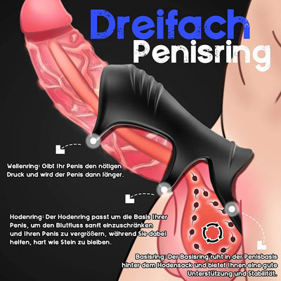 Dreifach Penisring Hoden Penis Stimulieren Schwarz