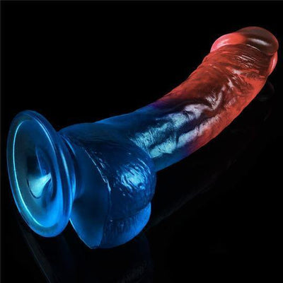 Transparenter farbiger Dildo Realistisches Aussehen Rot und Blau 18cm LOVETOY