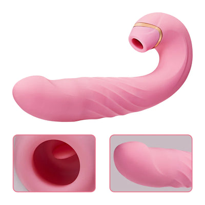 Weiblicher rosa Vibrator für Paare 10 Saugen Vibrieren 3 Stoßen