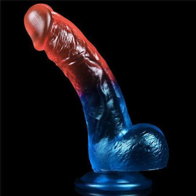 Transparenter farbiger Dildo Realistisches Aussehen Rot und Blau 18cm LOVETOY