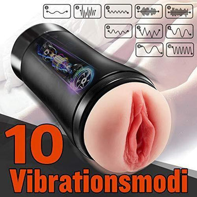 Elektrischer Masturbator Cup Vagina 3D Strucktur  mit 10 Vibrationsmodi