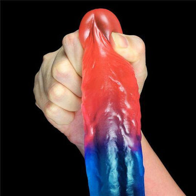 Transparenter farbiger Dildo Realistisches Aussehen Rot und Blau 18cm LOVETOY