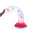 Transparenter Fluoreszenz Dildo mit farbigen Herzen und Saugnapf 18cm